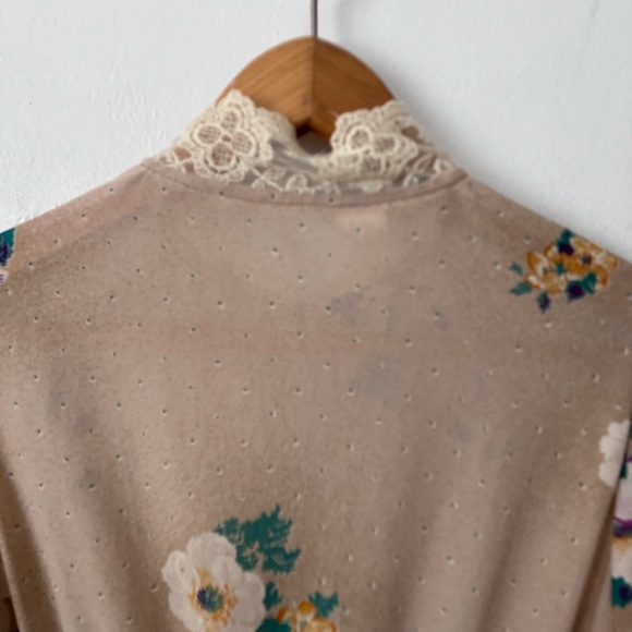 Vintage Union made floral lace neck long sleeve midi dress Size XS/S - Picture 7 of 8
